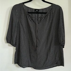 Rayon mossimo blouse black blue tan pattern medium